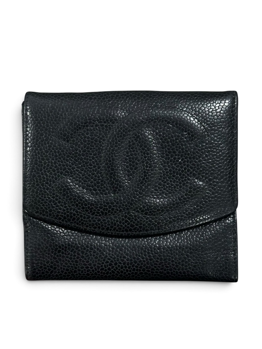 Chanel Black Caviar Leather Compact Bifold Wallet